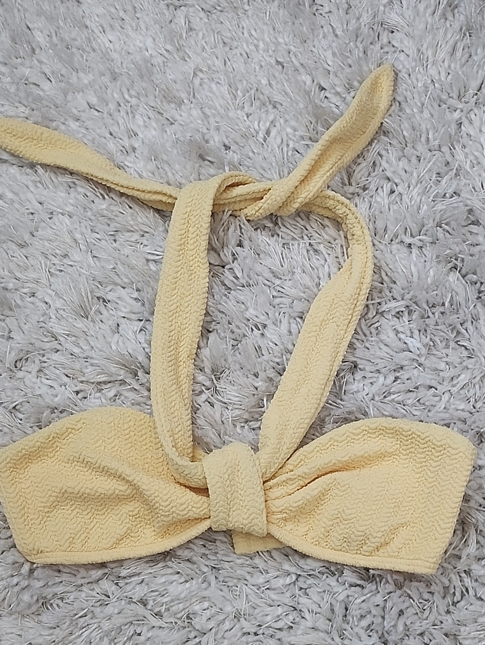Abercrombie & Fitch Pale Yellow Textured Bandeau/halter Bikini Top XXS